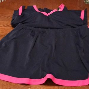 Two piece swim suit navy hot pink swim 365